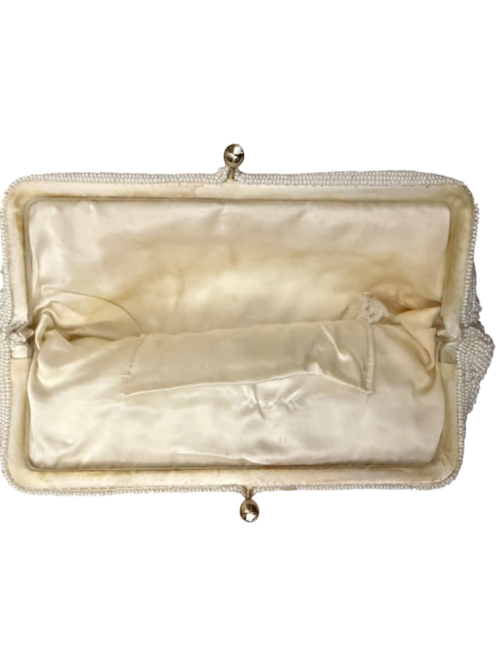 Vintage White Beaded Evening Clutch Purse Made in Japan Bridal Wedding Formal Ha - Picture 5 of 8